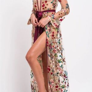 Floral Embroidered Sheer Maxi Dress